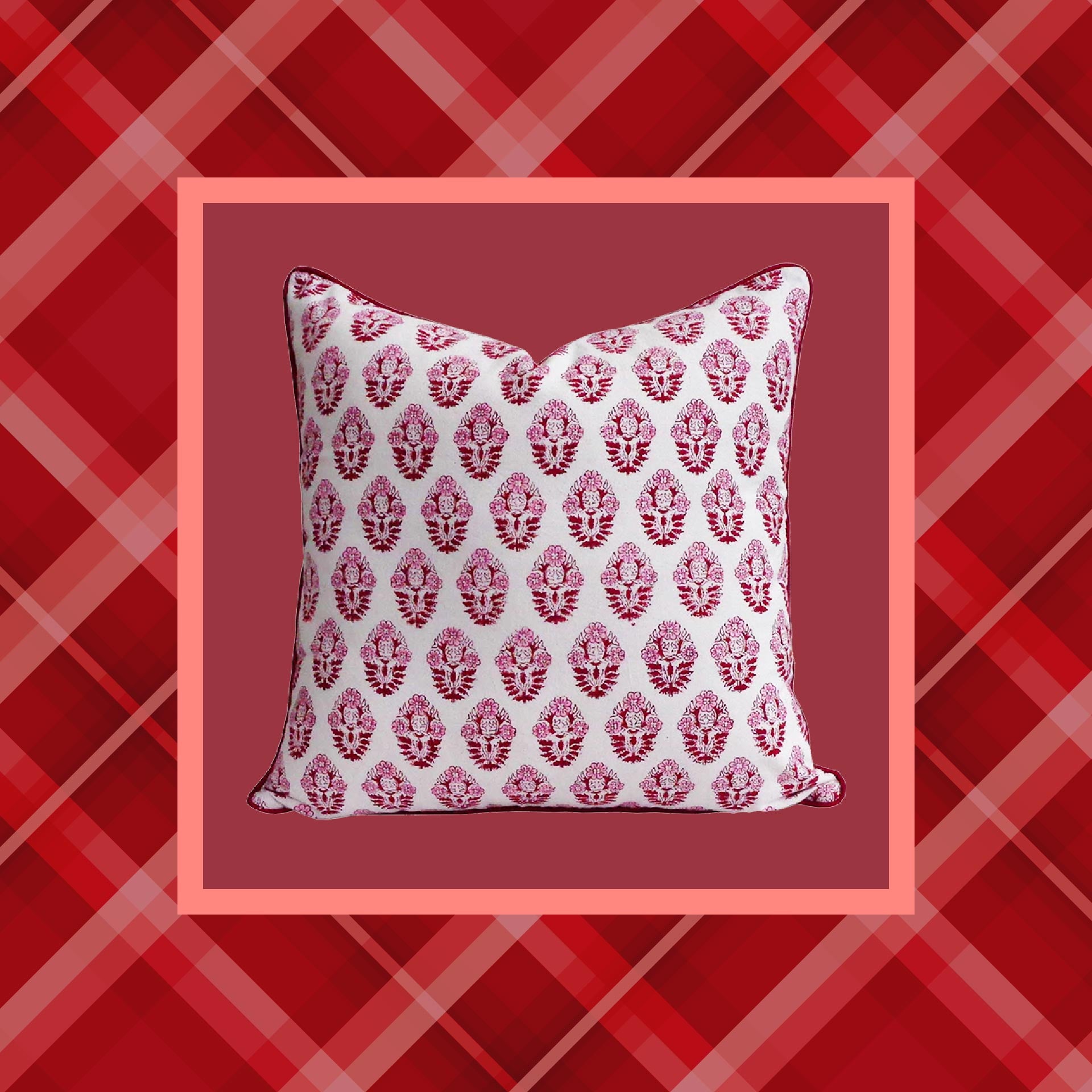 Red print throw discount pillows