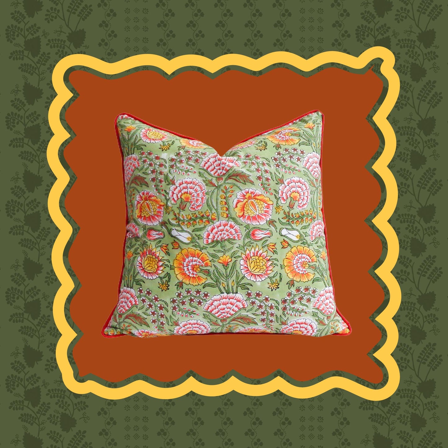 Dahlia Block Print Pillow Cover