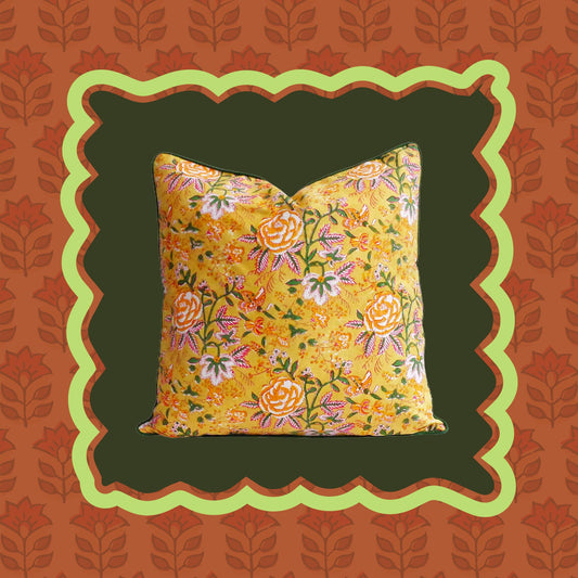 Iris Block Print Pillow Cover