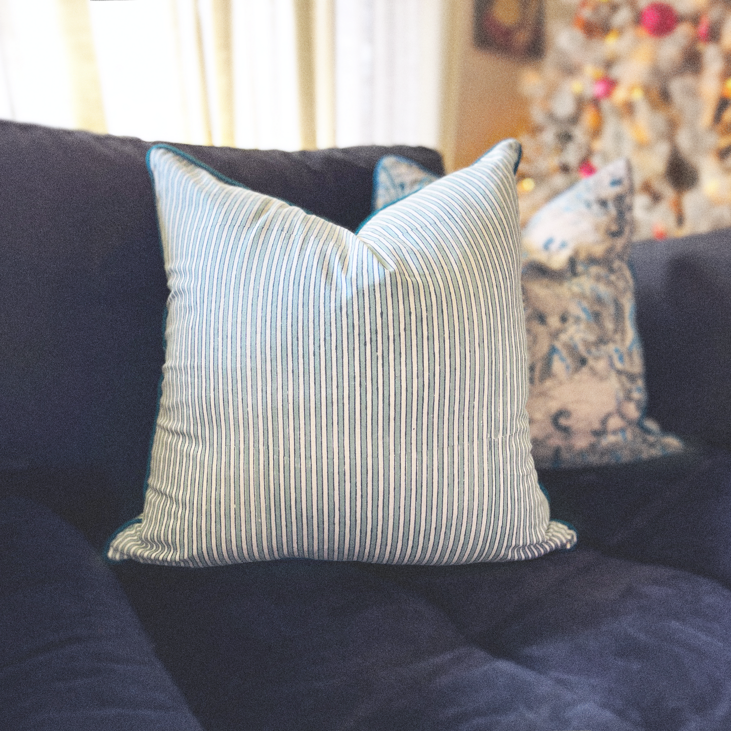 Striped Block Print Pillow Cover